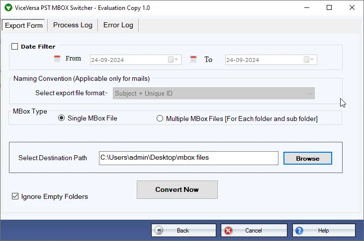 mbox output location